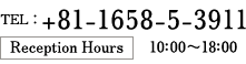 TEL: +81-1658-5-3911 Reception Hours 10:00〜18:00