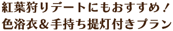 紅葉狩りデートにもおすすめ！色浴衣＆手持ち提灯付きプラン